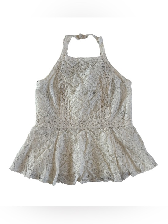 Nanette Lepore Tops - Nanette Lepore White Ivory Lace Halter Peplum Top Romantic Style 414-1058 Size 8
